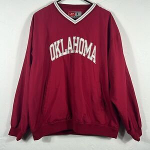 🔥🏈 Vintage OKLAHOMA SOONERS Pro Player Embroidered Pullover Jacket Sz Lg - EUC